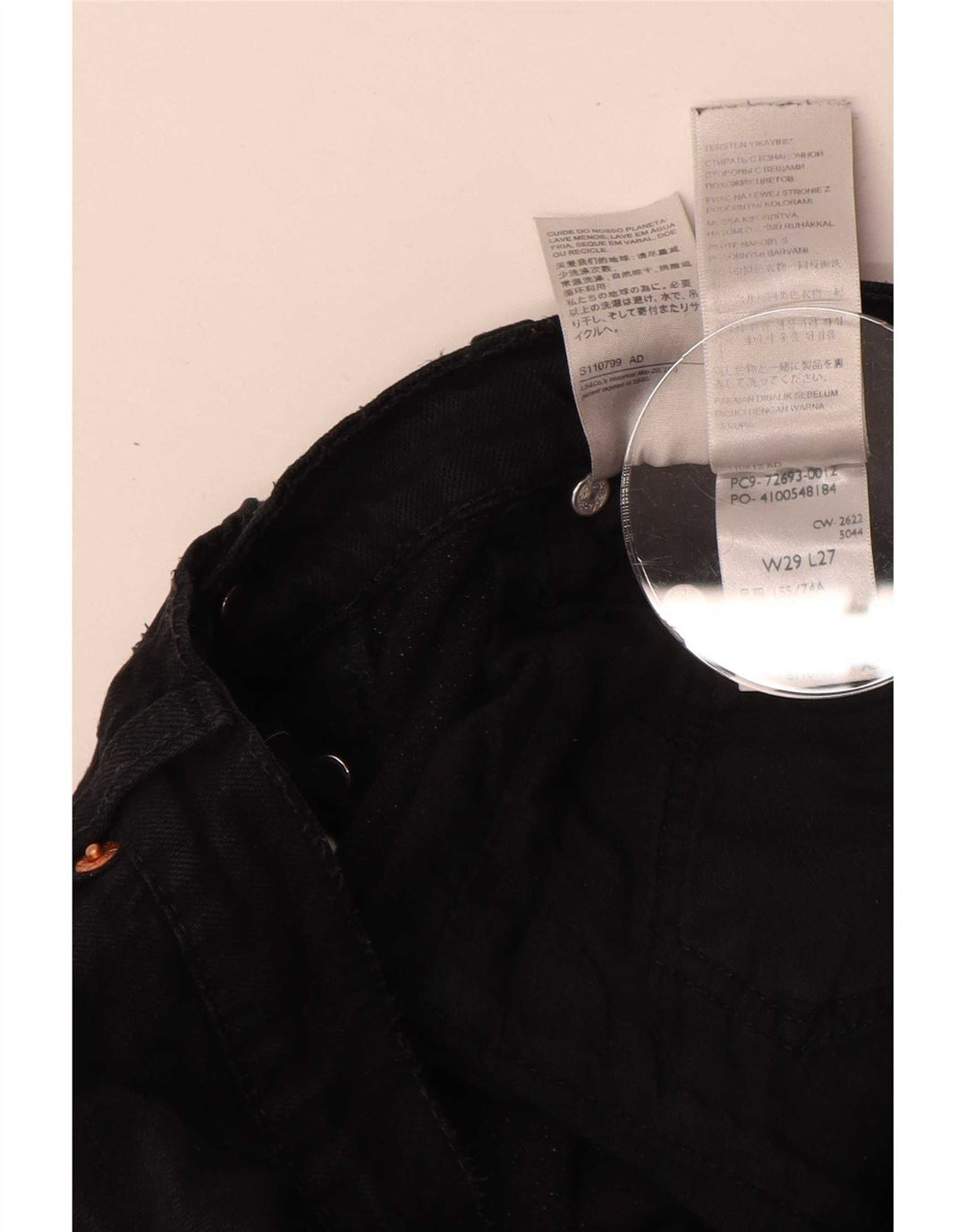 Levi's Damen Ribcage Straight Jeans W29 L27 Schwarze Baumwolle