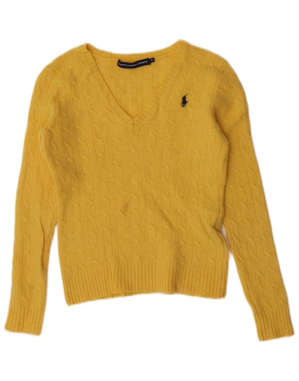 Ralph Lauren Mädchen-Pullover mit V-Ausschnitt, 10–11 Jahre, Mittelgelb