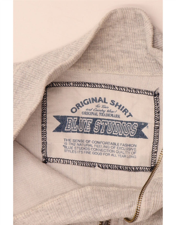 VINTAGE Damen Pullover mit Reißverschluss am Hals UK 18 XL Grau