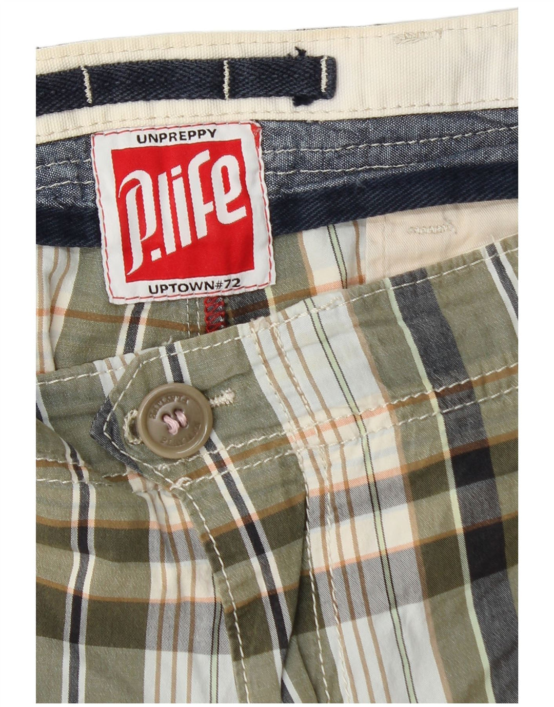 Playlife Herren Chino-Shorts W36 Large Khaki Plaid