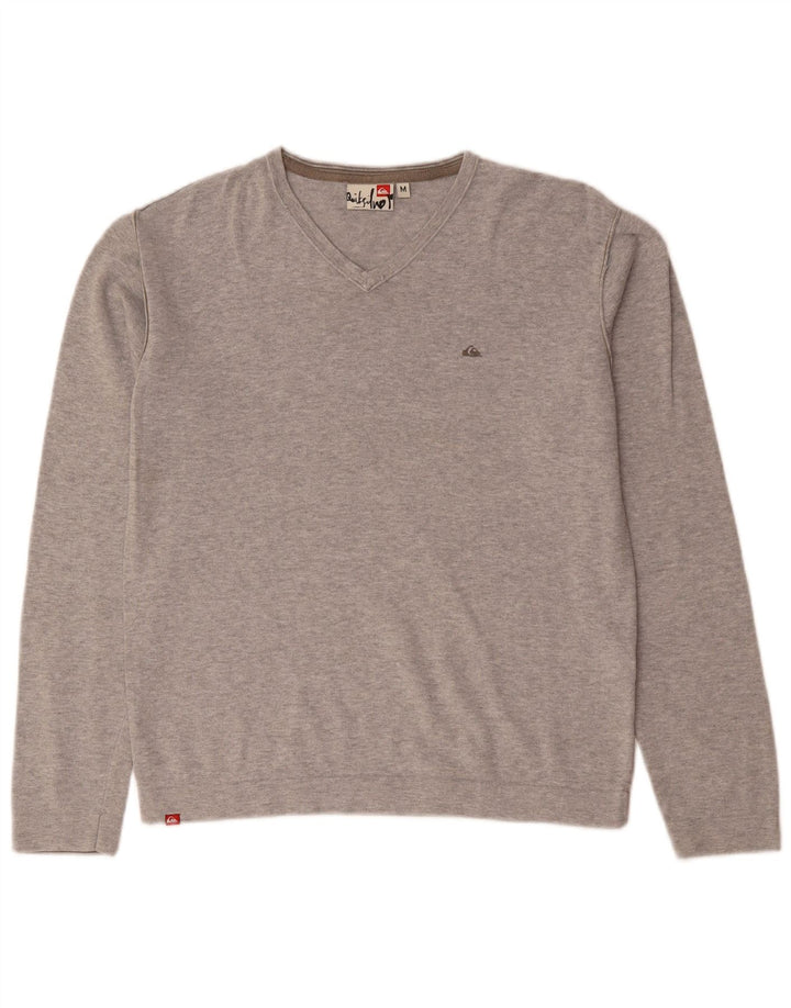 QUIKSILVER Damen-Pullover mit V-Ausschnitt, UK 14, mittelgraue Baumwolle