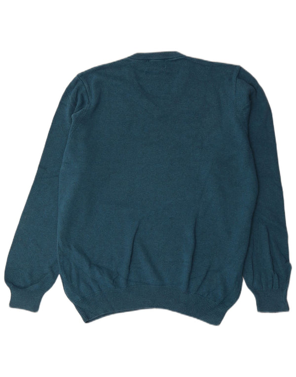Marks & Spencer Herren-Pullover mit V-Ausschnitt, groß, aus blauer Baumwolle