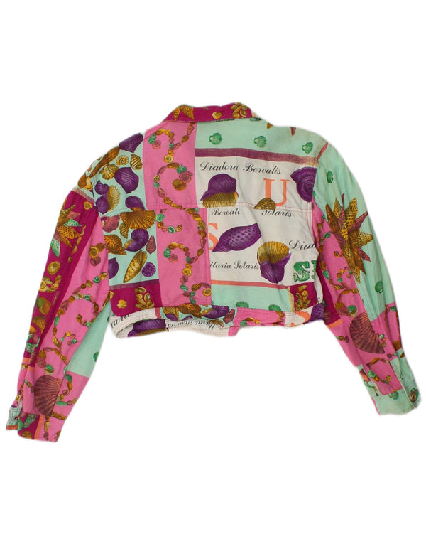 Vintage Damen Grafik Bolero Jacke UK 10 Kleine mehrfarbige Viskose