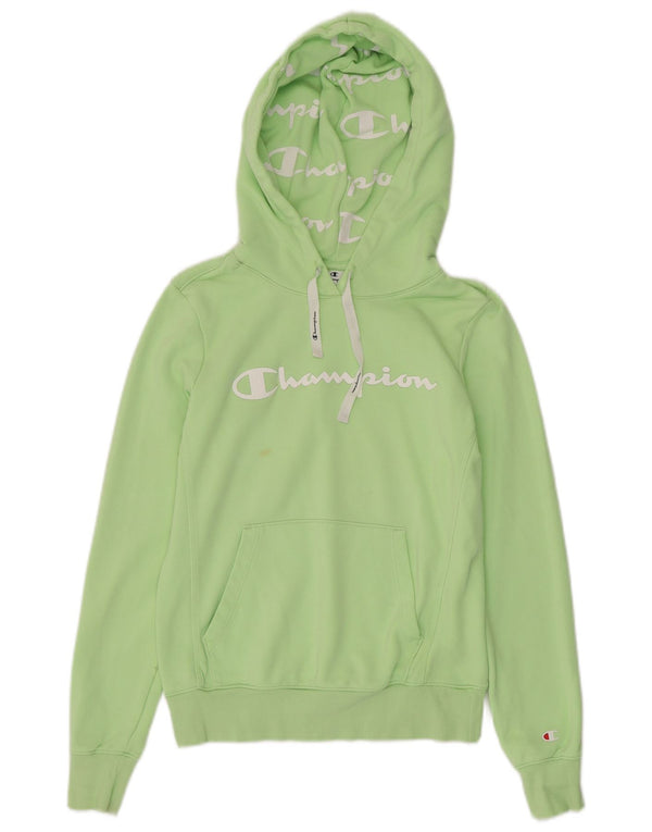 Champion Womens Graphic Hoodie Pullover UK 10 Small Grüne Baumwolle