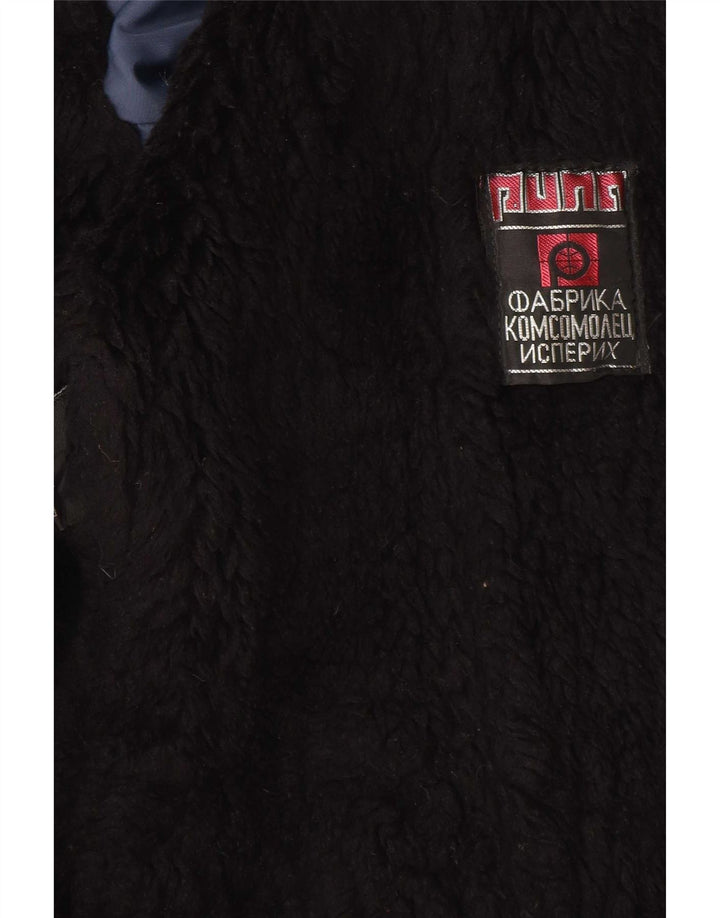 Vintage Damen Sherpa Jacke UK 12 Mittelblau Farbblock