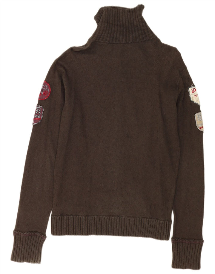 Diesel Herren-Cardigan mit Grafik, groß, Khaki, Baumwolle
