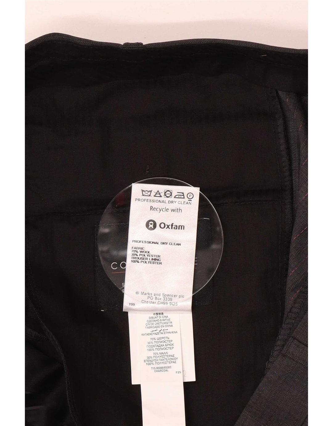 Gerade Herren-Anzughose von Marks & Spencer, W40, L33, graue Wolle