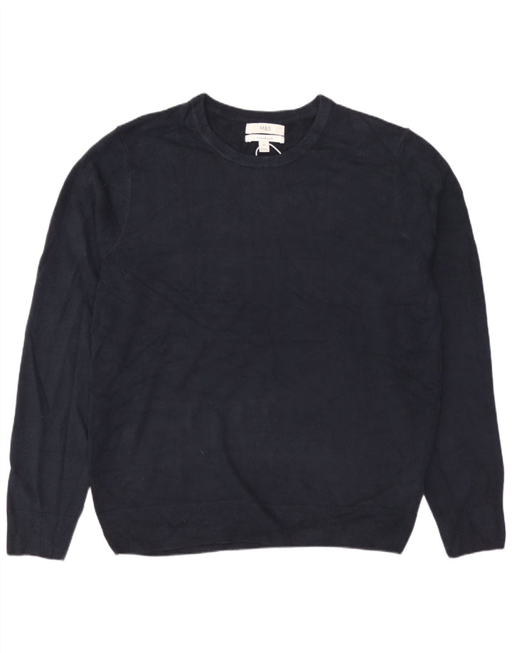 MARKS & SPENCER Herren-Pullover mit Rundhalsausschnitt, Größe L, Marineblau, Acryl
