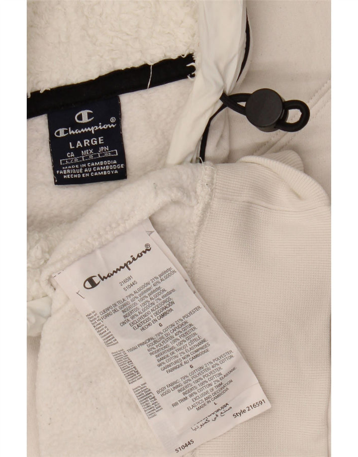 CHAMPION Damen Kapuzenpullover UK 16 Large Weiße Baumwolle