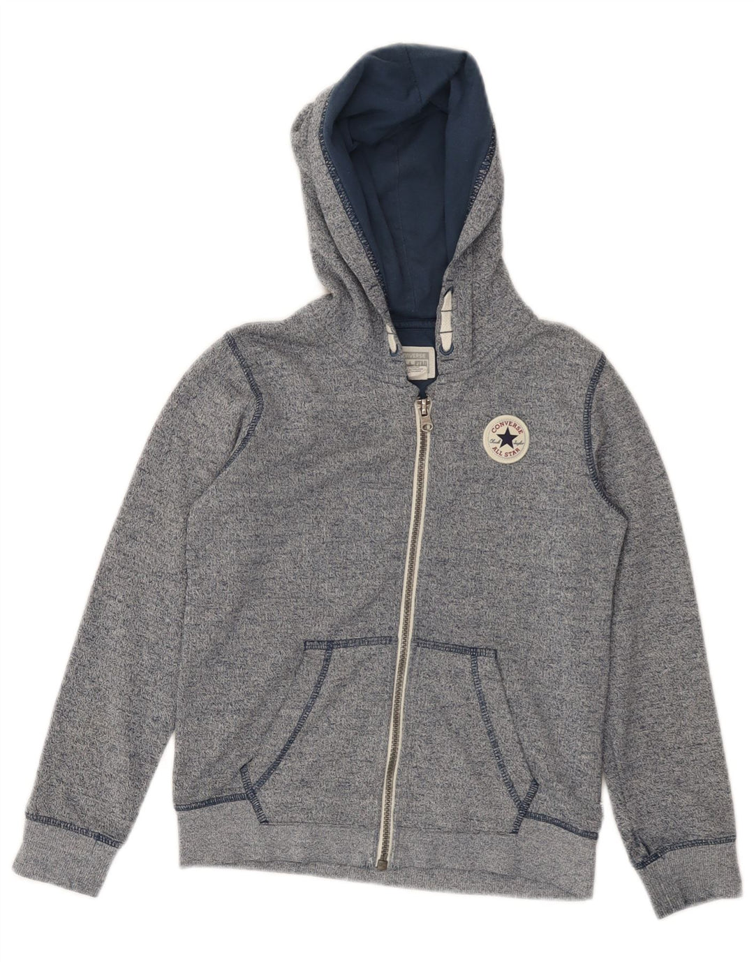 CONVERSE Jungen-All-Star-Kapuzenpullover mit Reißverschluss, 5–6 Jahre, blau gefleckte Baumwolle