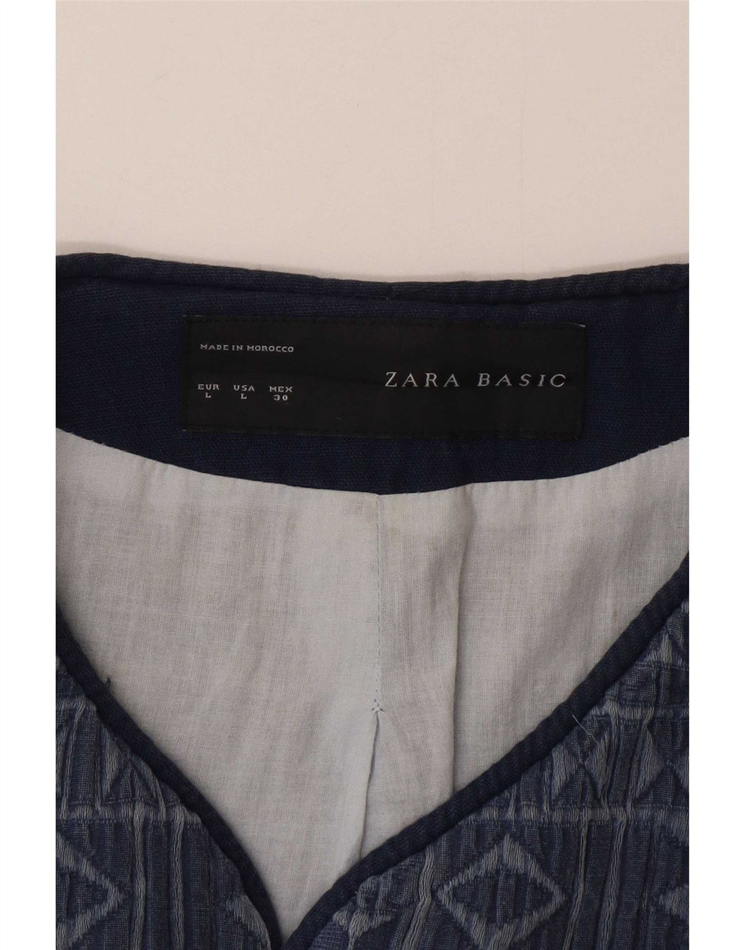 Zara Womens Open Overcoat UK 16 Large Marineblaue geometrische Baumwolle