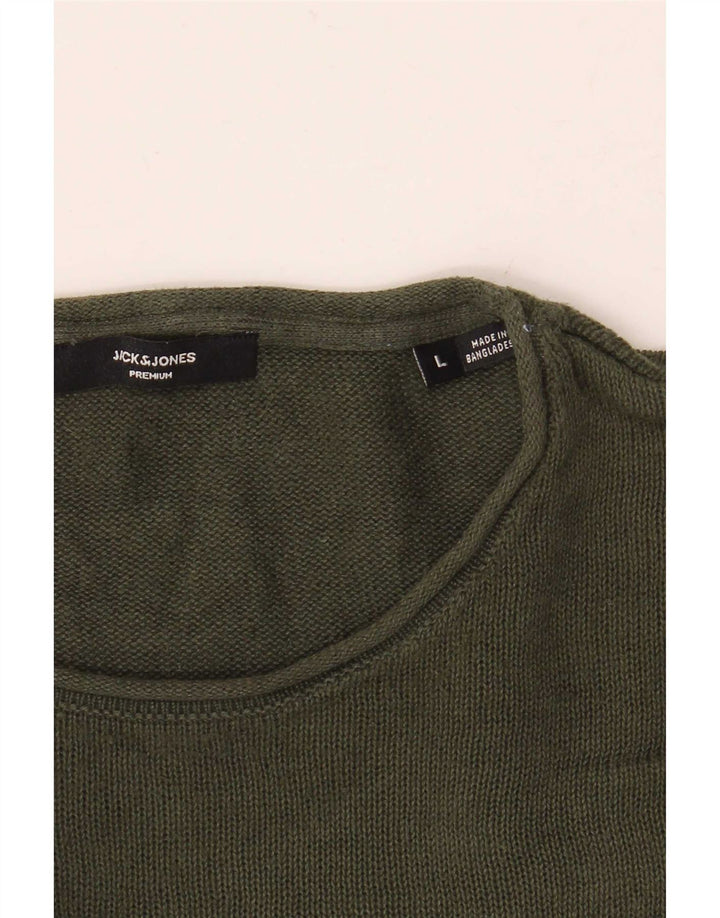 Jack & Jones Herren-Pullover mit Rundhalsausschnitt, Größe L, Grün