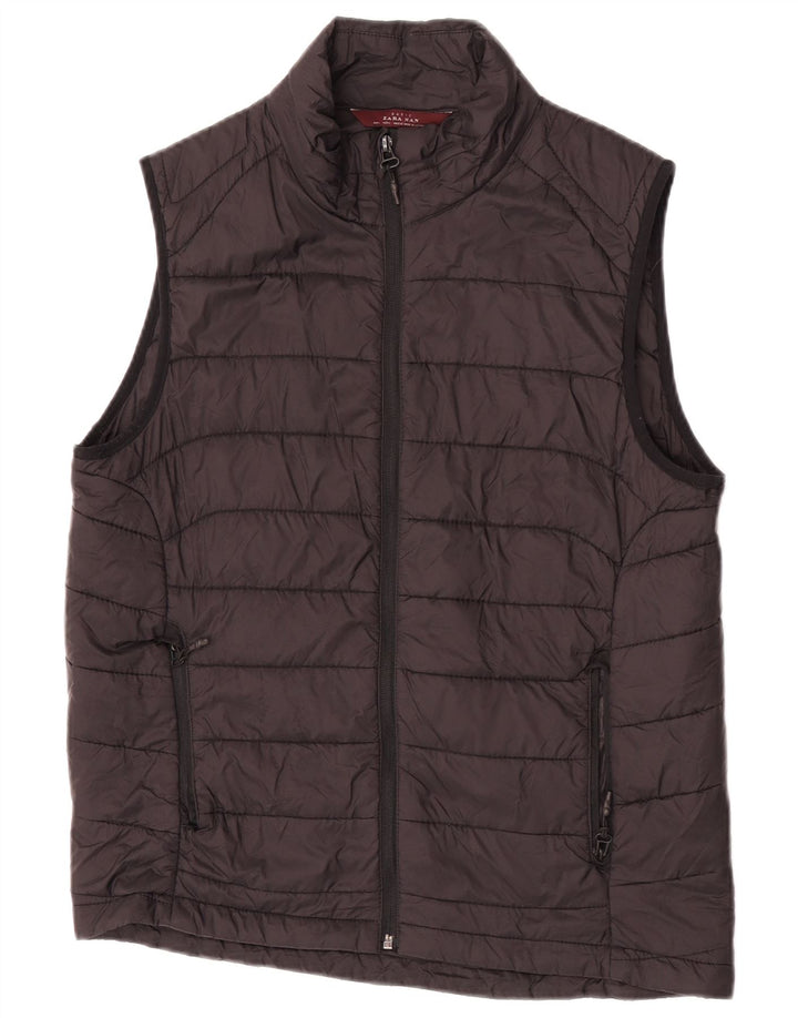 Zara Herren Wattierte Weste UK 40 Large Schwarz