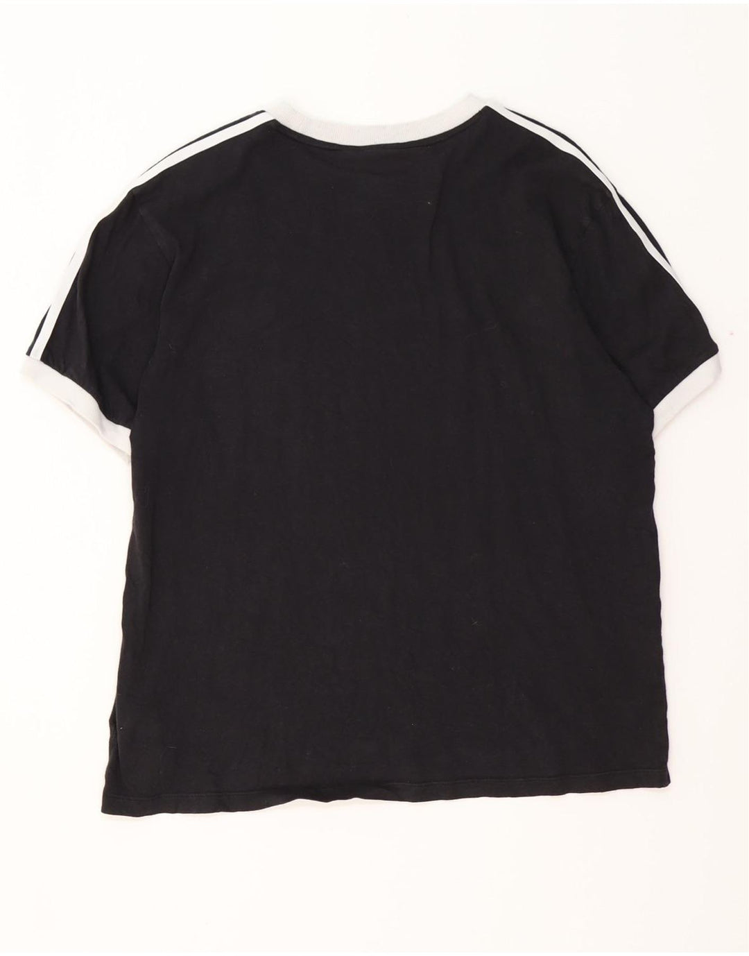ADIDAS Damen T-Shirt Top UK 16/18 Große schwarze Baumwolle