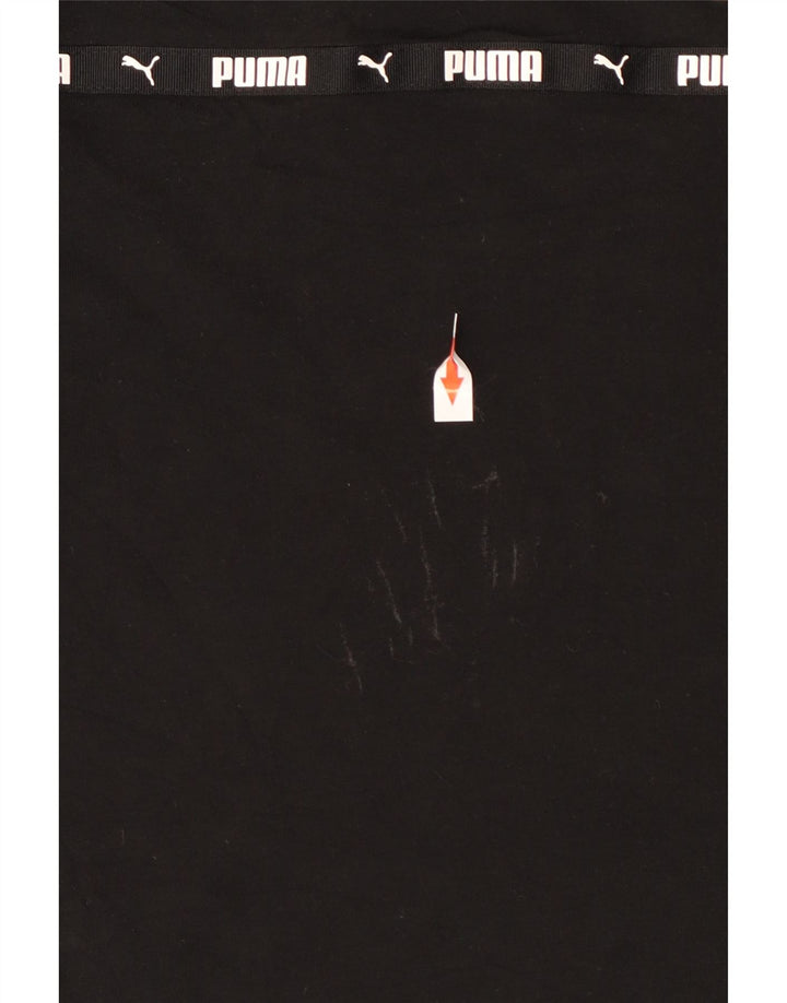 Puma Damen Crop Graphic T-Shirt Top UK 10 Small Schwarz Baumwolle