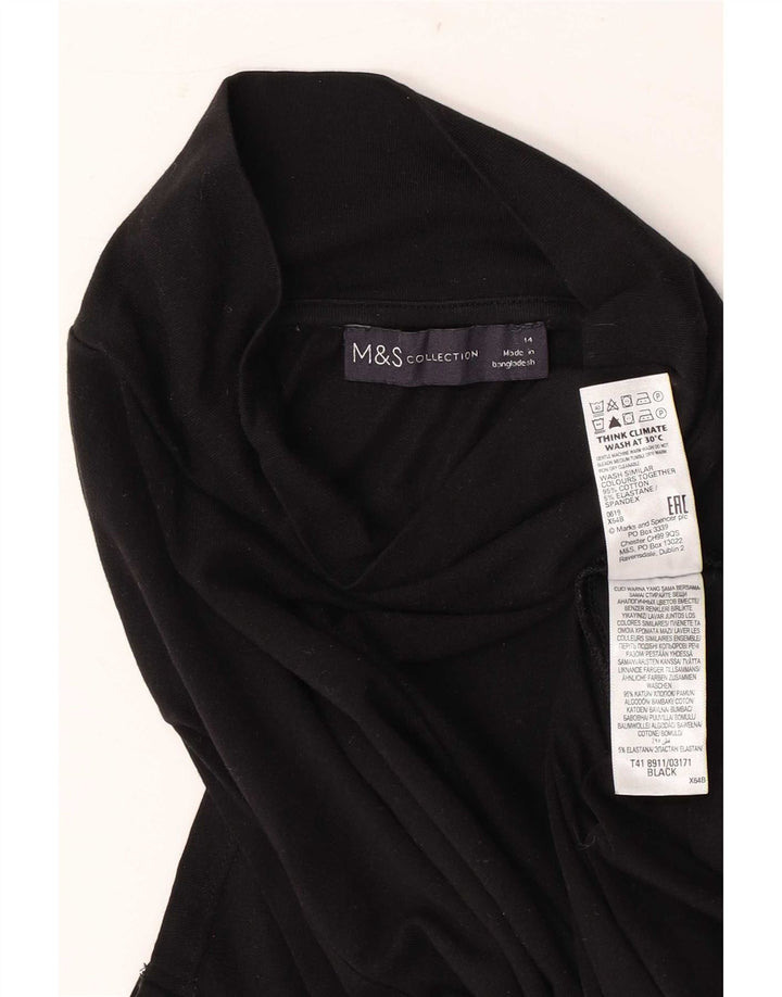 Marks & Spencer Damen Top Langarm UK 14 Medium Schwarz Baumwolle