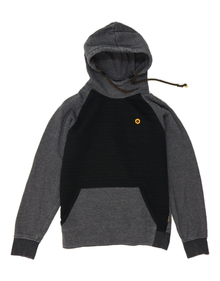JACK & JONES Mens Hoodie Jumper Medium Grey Colourblock Polyester Vintage Jack & Jones and Second-Hand Jack & Jones from Messina Hembry 