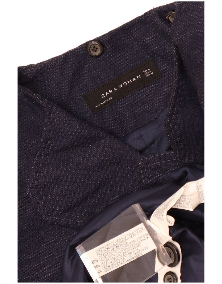 Zara Damen Trenchcoat UK 14 Große marineblaue Baumwolle