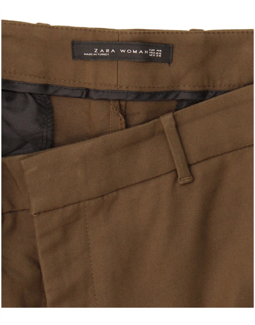 Zara Damen Slim Chino-Hose EU 40 Medium W30 L28 Khaki
