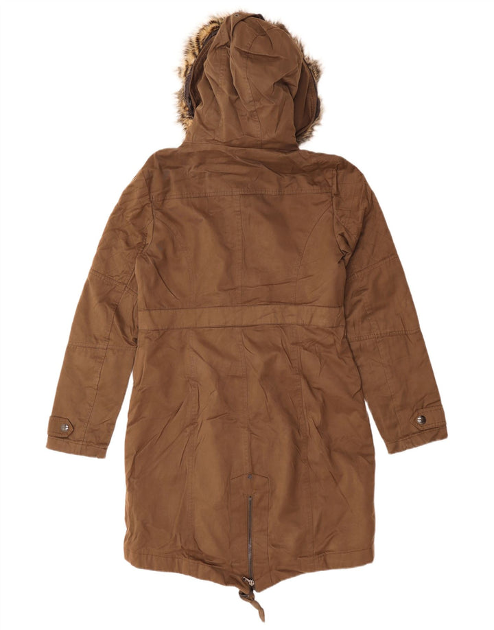CALVIN KLEIN JEANS Übergroße Parka-Jacke mit Kapuze für Damen, Größe 10, Braun