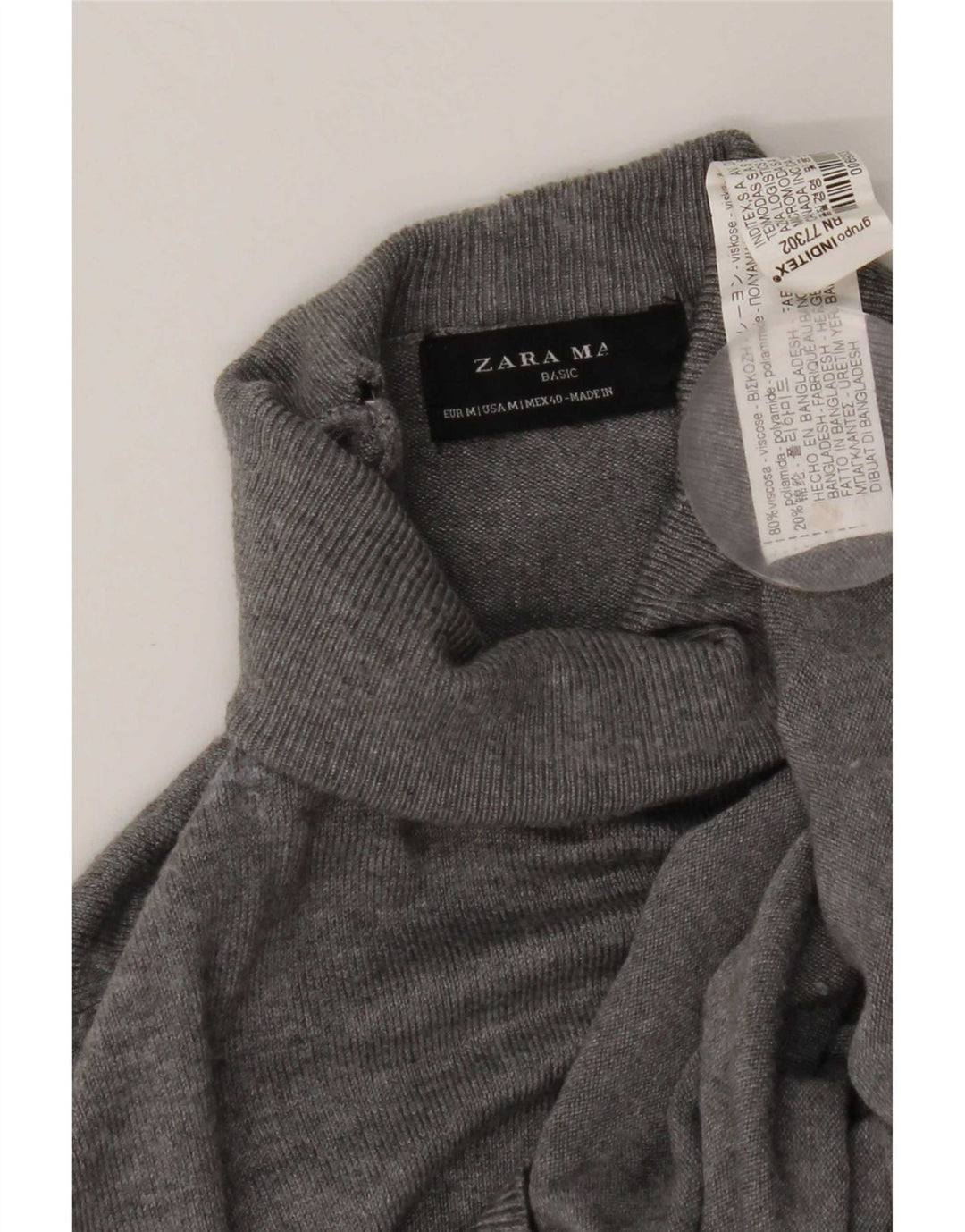 Rollkragenpullover für Herren von Zara, mittelgraue Viskose