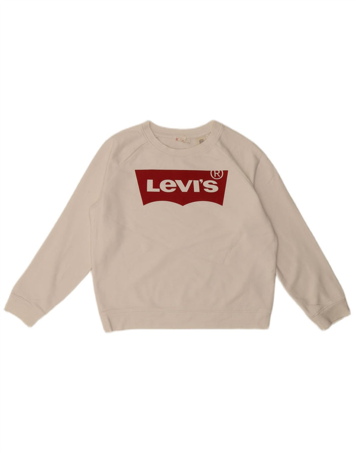 Levi's Damen-Sweatshirt mit Grafik-Übergröße, Größe UK 6, XS, weiße Baumwolle