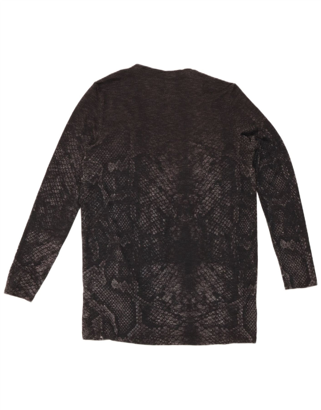 DESIGUAL Offener Damen-Cardigan-Pullover UK 12 Mittelgrauer Tierdruck