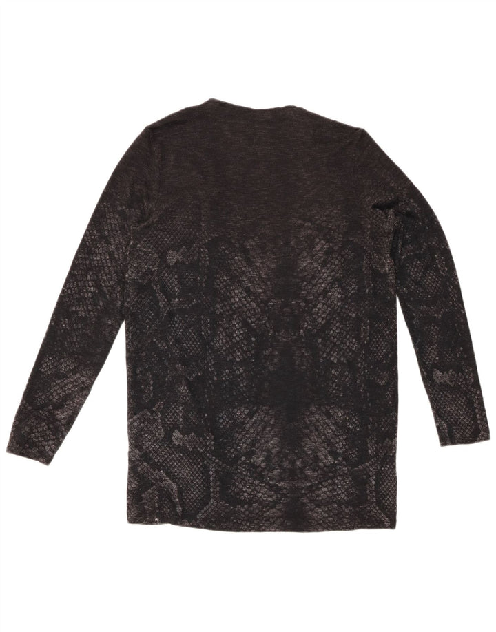 DESIGUAL Offener Damen-Cardigan-Pullover UK 12 Mittelgrauer Tierdruck