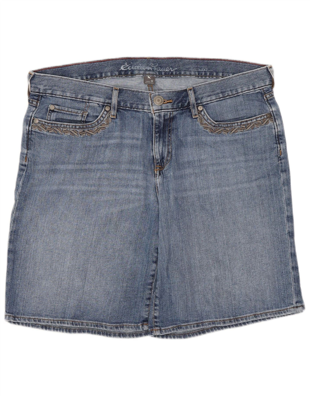 Eddie Bauer Damen Jeansshorts US 12 Large W34 Blaue Baumwolle