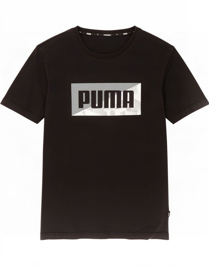 Puma Herren Grafik T-Shirt Top Mittelschwarz Baumwolle