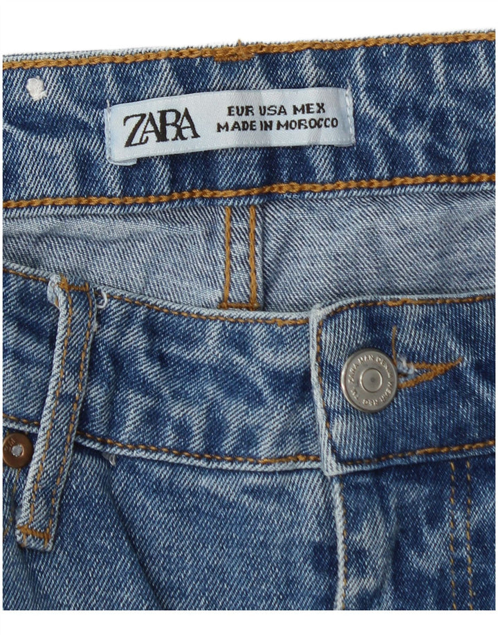 Zara Damen Distressed Slim Jeans W33 L28 Blau