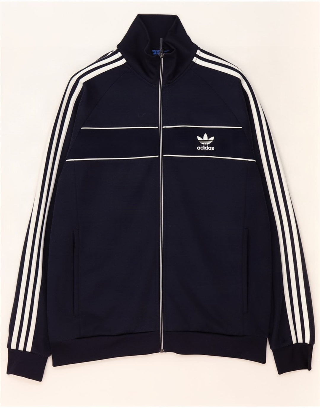 Adidas Herren-Trainingsanzug-Oberteil, große Jacke aus marineblauem Polyester
