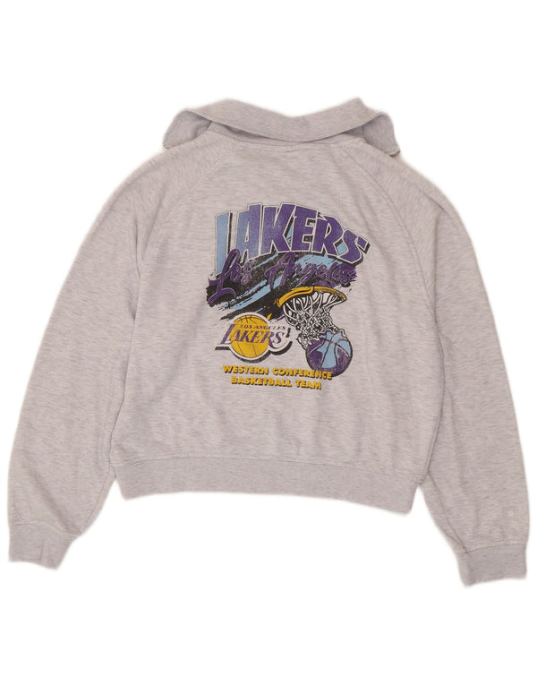 NBA Damen Lakers Graphic Zip Neck Sweatshirt Pullover UK 10/12 Small Grau