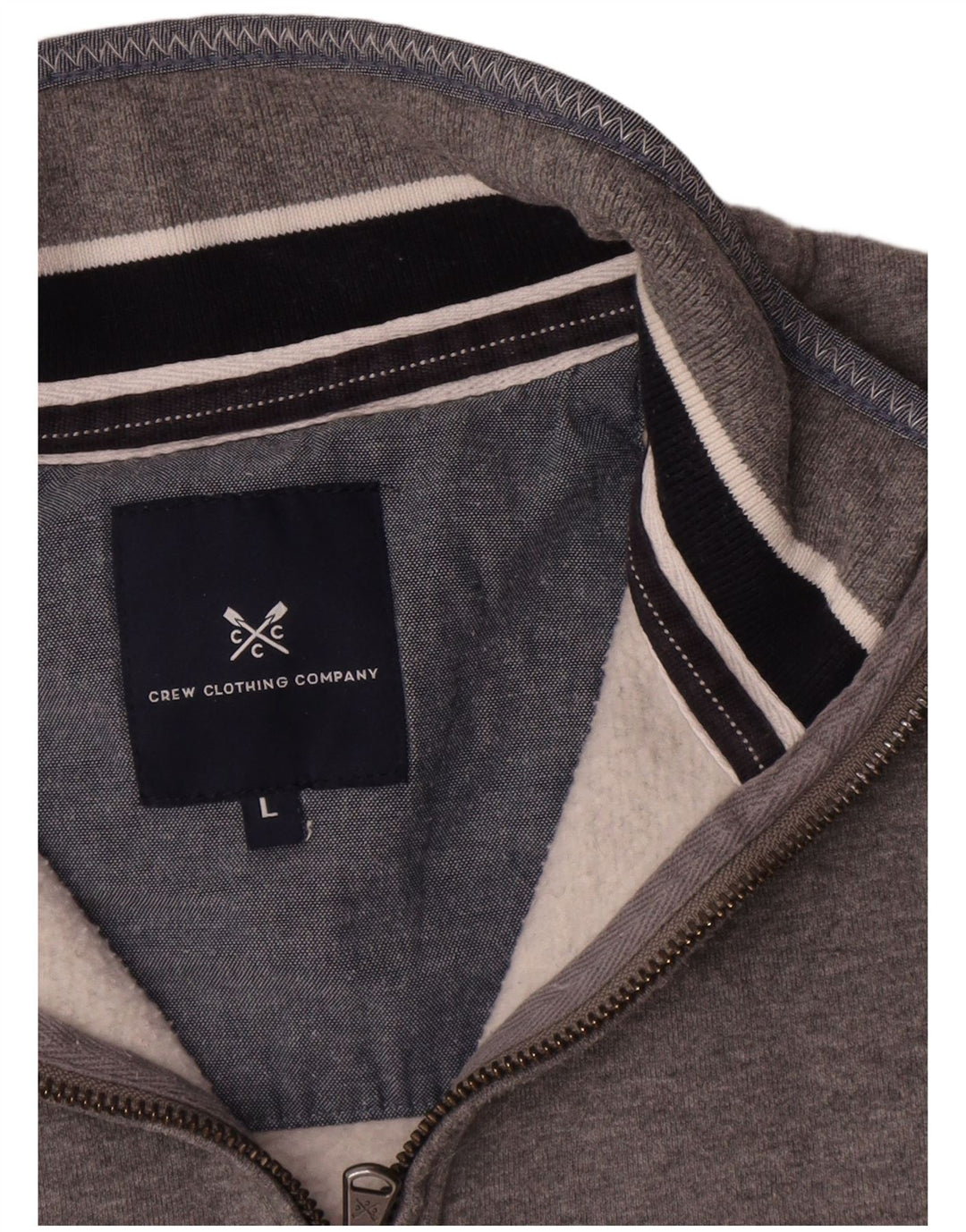 Crew Clothing Herren-Sweatshirt mit Reißverschluss am Hals, groß, aus grauer Baumwolle