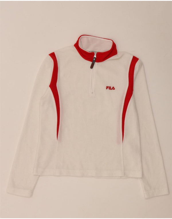 Fila Damen-Oberteil mit Reißverschluss, langärmlig, Größe S, Weiß, Farbblock-Polyester