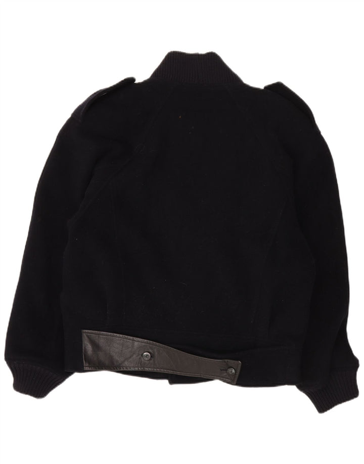 Vintage Herren-Militär-Bomberjacke IT 48 Mittelmarineblaue Schurwolle