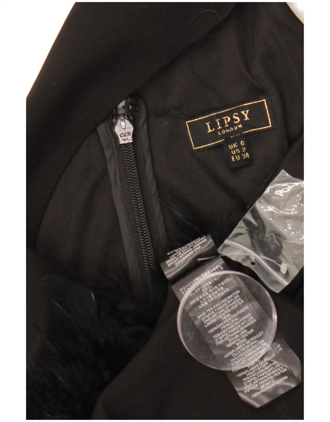 Lipsy Damen Neckholder-Kleid UK 6 XS Schwarz Viskose