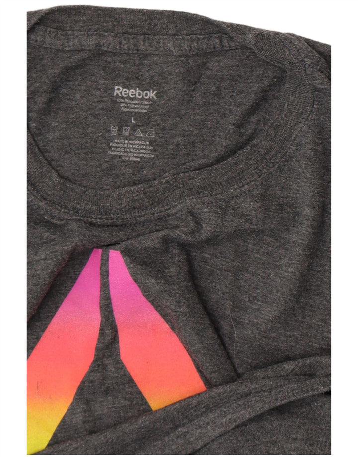 Reebok Herren Grafik-T-Shirt-Oberteil, großes graues Polyester