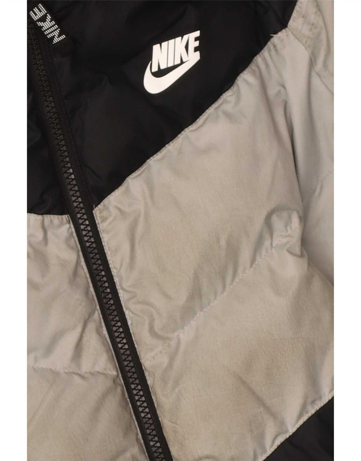 Nike Jungen-Jacke mit Kapuze, gepolstert, 12–13 Jahre, Größe L, Schwarz, Farbblock