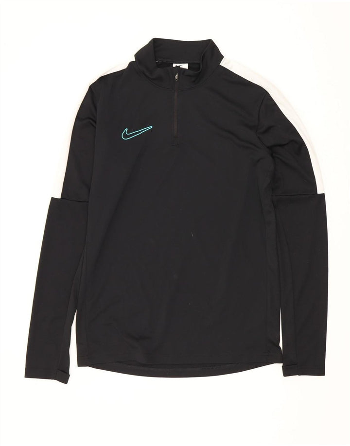 Nike Herren Dri Fit Zip Neck Top Langarm Klein Schwarz Farbblock