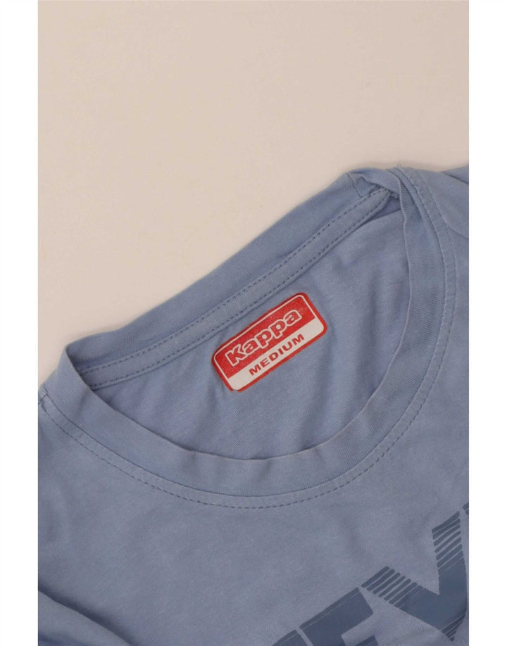 Kappa Damen Grafik-T-Shirt-Oberteil UK 14 Mittelblau