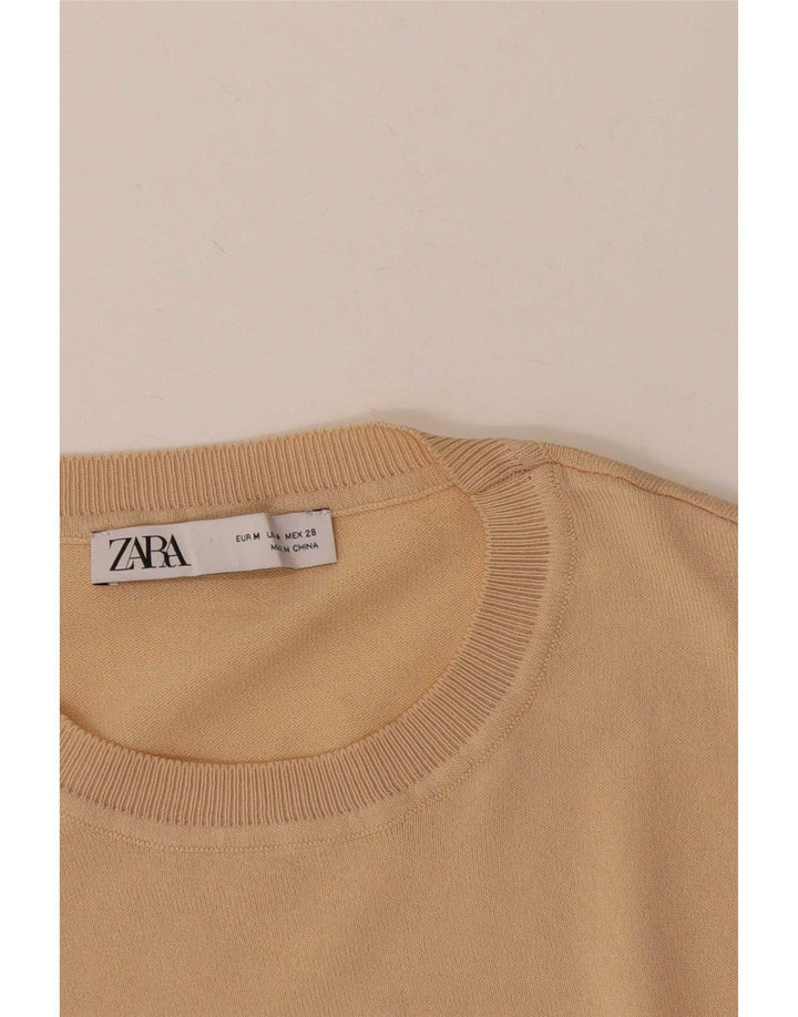 Zara Damen Bluse Top UK 12 Medium Beige