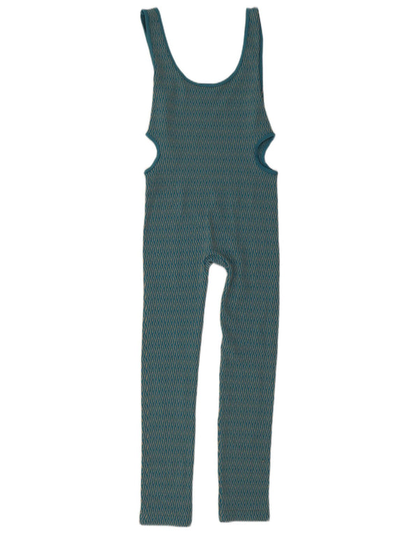 Zara Damen Ärmelloser Overall UK 4 XS Türkis Geometrisch