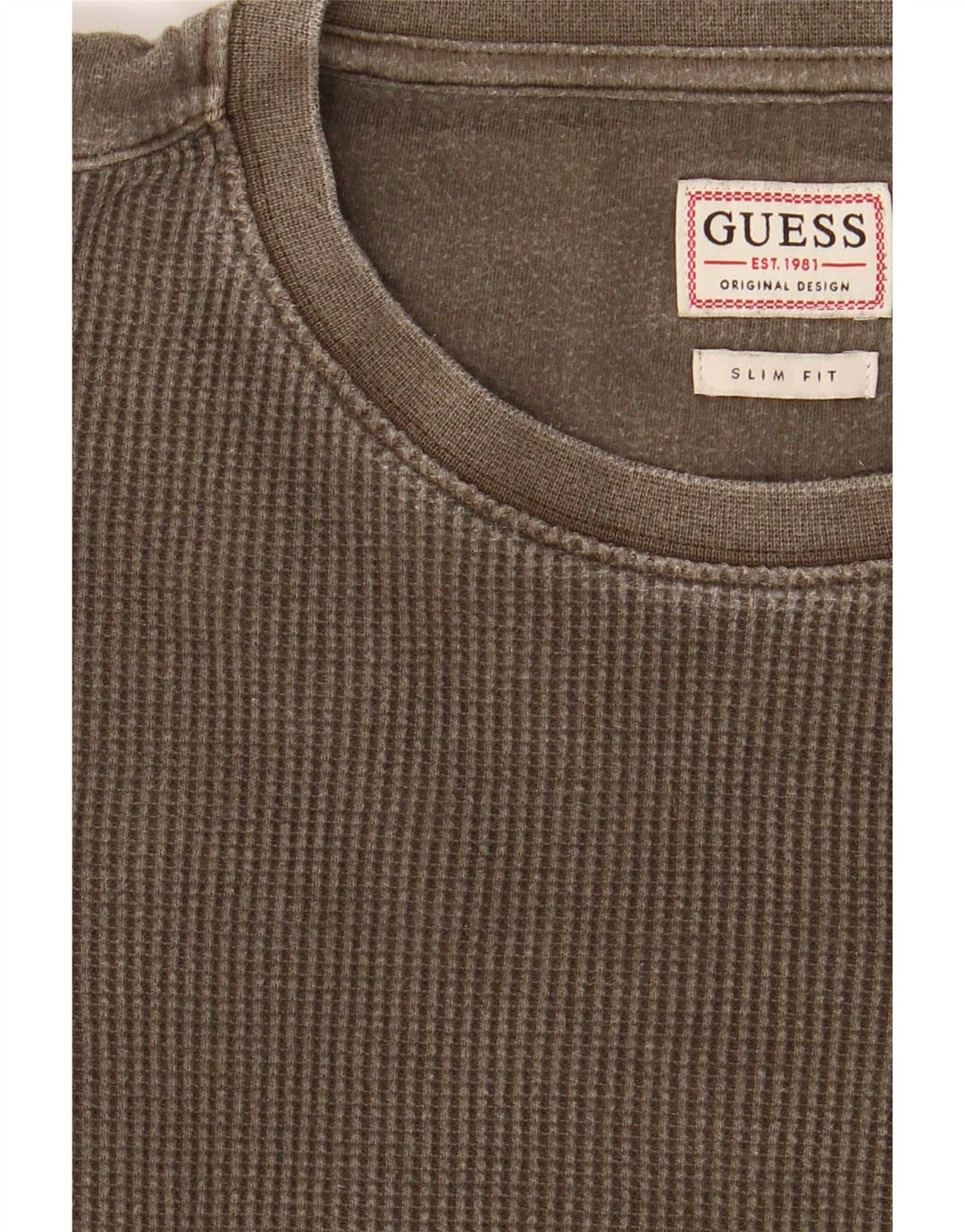 Guess Herren Slim Fit Top Langarm Mittel Khaki