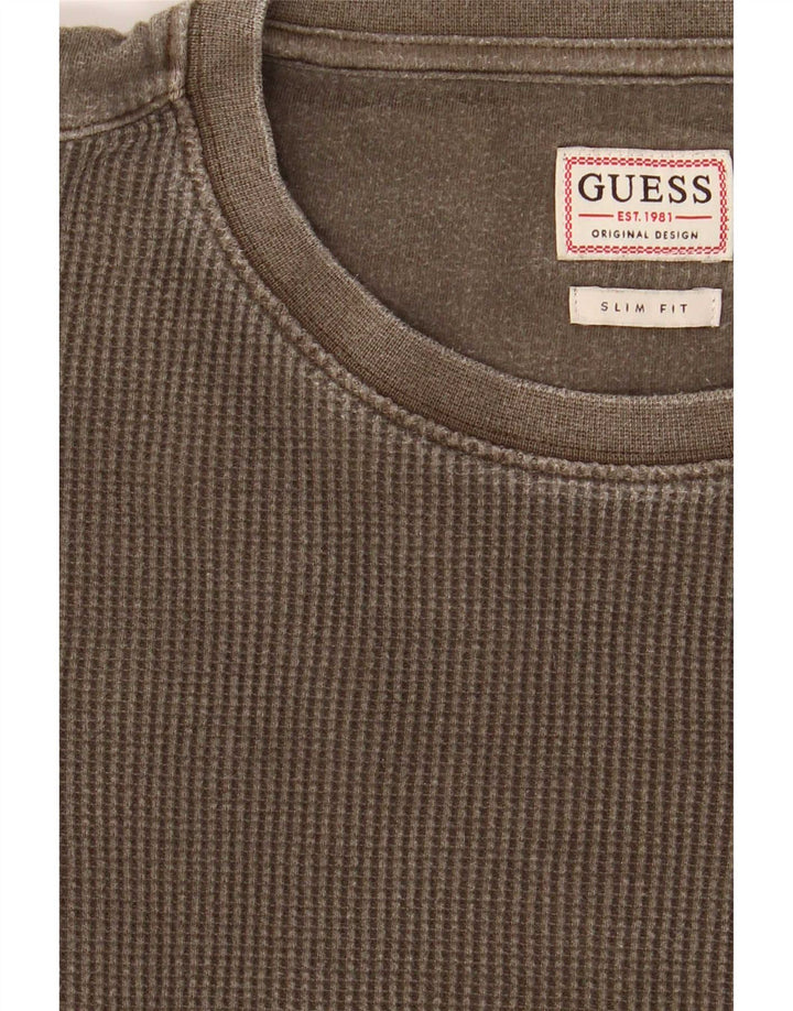 Guess Herren Slim Fit Top Langarm Mittel Khaki