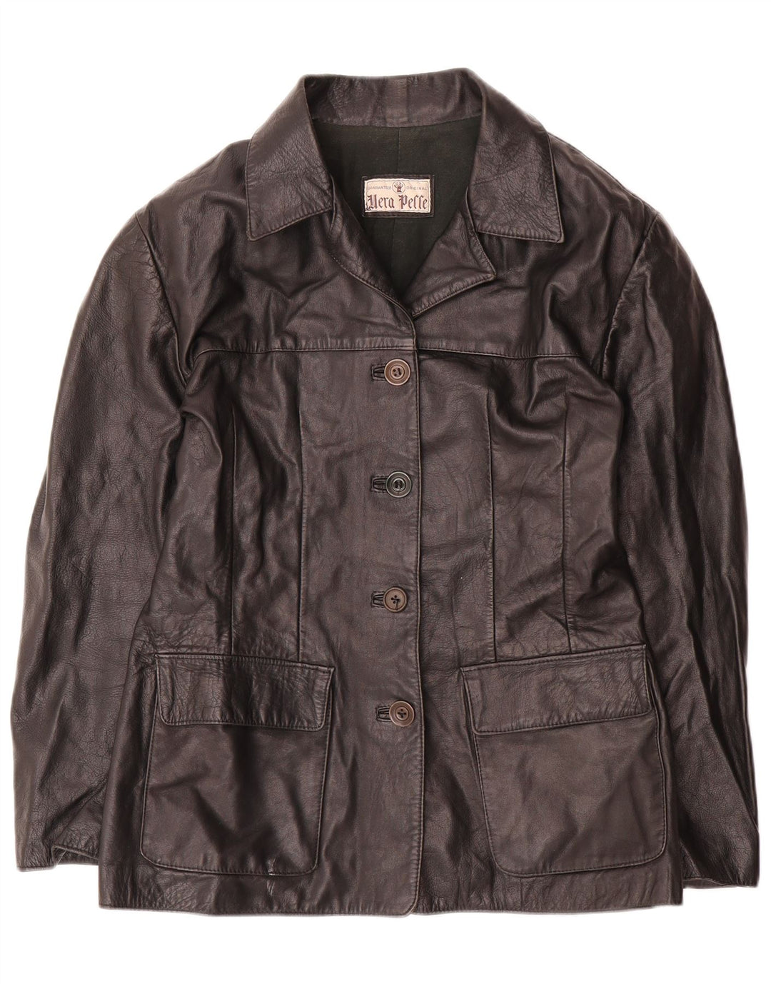 Vintage Damen Lederjacke IT 48 XL Schwarzes Leder