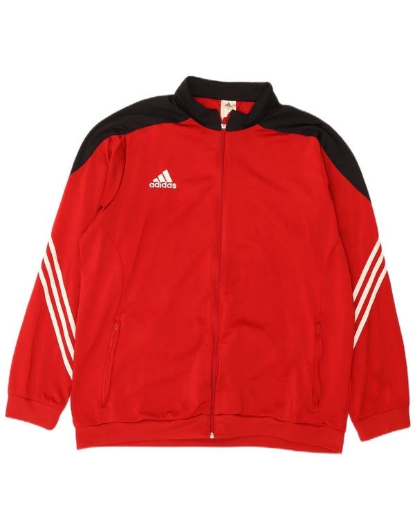 Adidas Herren-Trainingsanzug-Oberteil, Jacke, 2XL, rotes Colourblock-Polyester