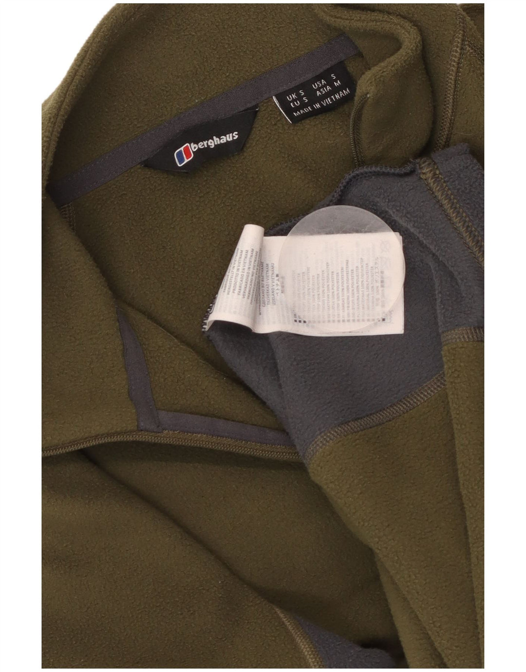 BERGHAUS Herren-Fleecepullover mit Reißverschluss am Hals, klein, Khaki, Farbblock-Polyester