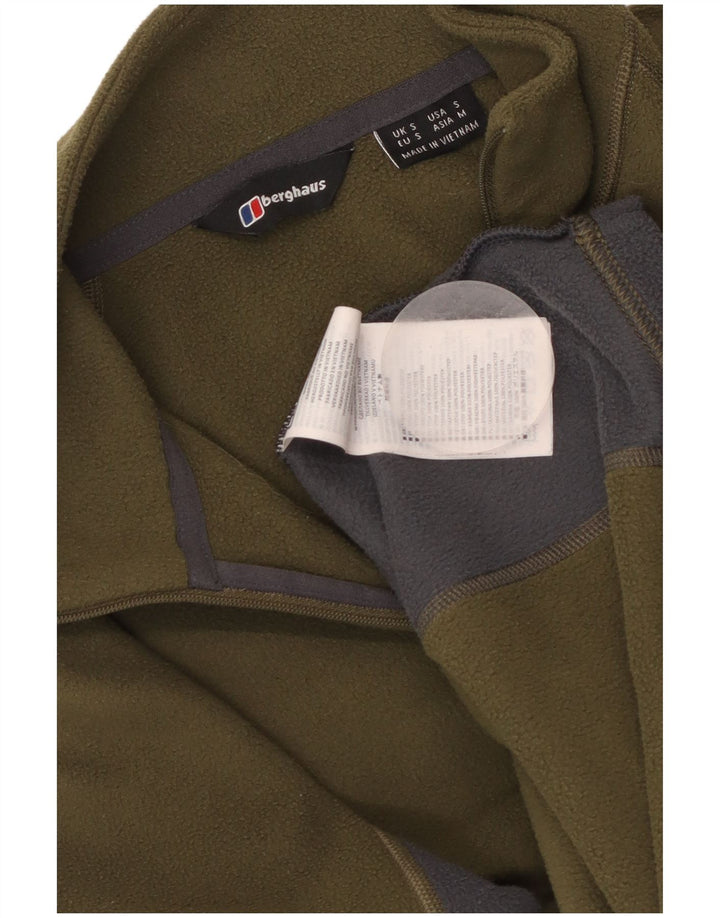 BERGHAUS Herren-Fleecepullover mit Reißverschluss am Hals, klein, Khaki, Farbblock-Polyester