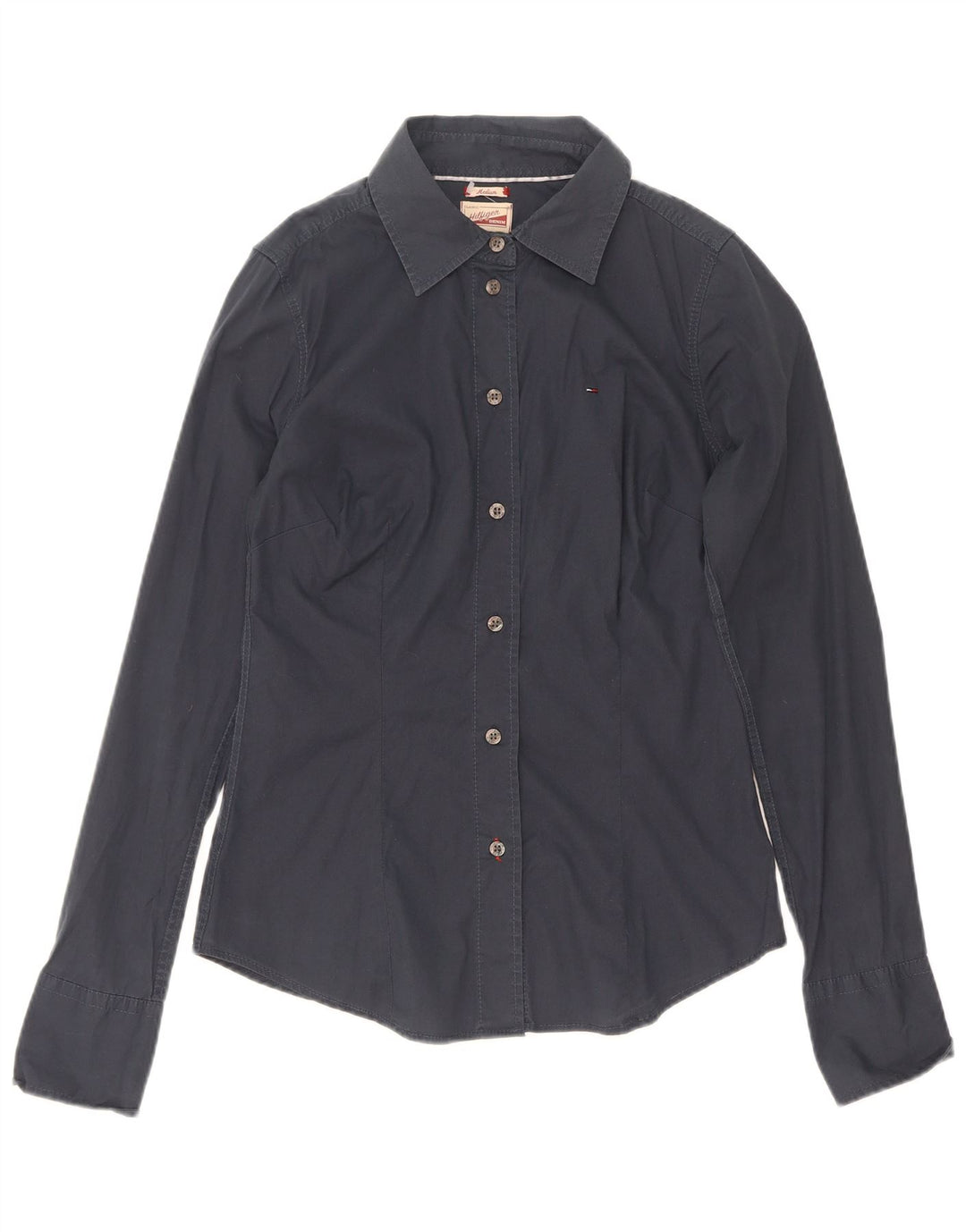 Tommy Hilfiger Damenhemd UK 12 Medium Marineblau Baumwolle